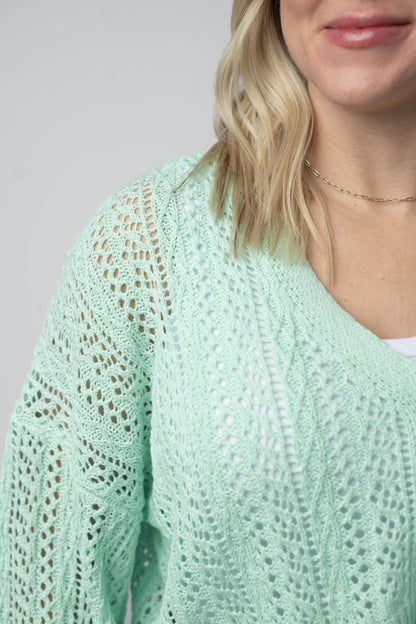 Callie Cropped Cardigan - Mint
